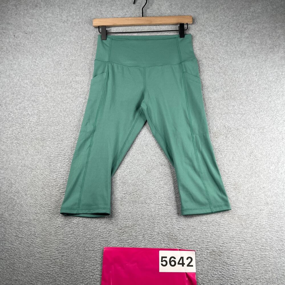 32 Degrees Cool Cropped Leggings Green Womens Small Performance Stretch